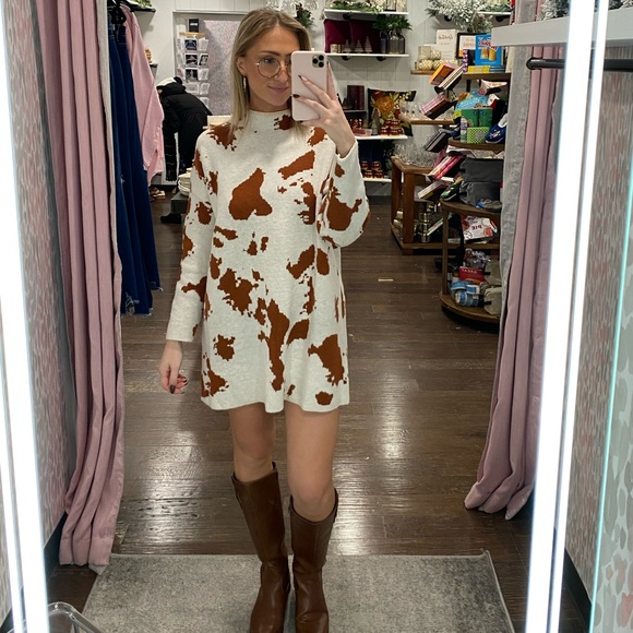 Cow Print Sweater Dress | Poshmark